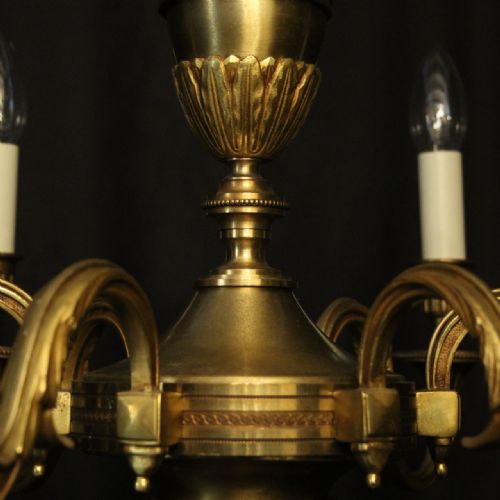 FRENCH GILDED BRONZE 6 LIGHT CHANDELIER - ADDITIONAL PHOTO 1