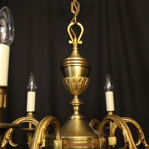 FRENCH GILDED BRONZE 6 LIGHT CHANDELIER - ADDITIONAL PHOTO 3