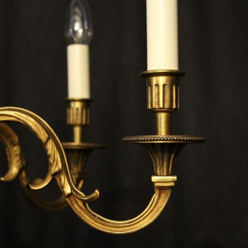 FRENCH GILDED BRONZE 6 LIGHT CHANDELIER - ADDITIONAL PHOTO 5