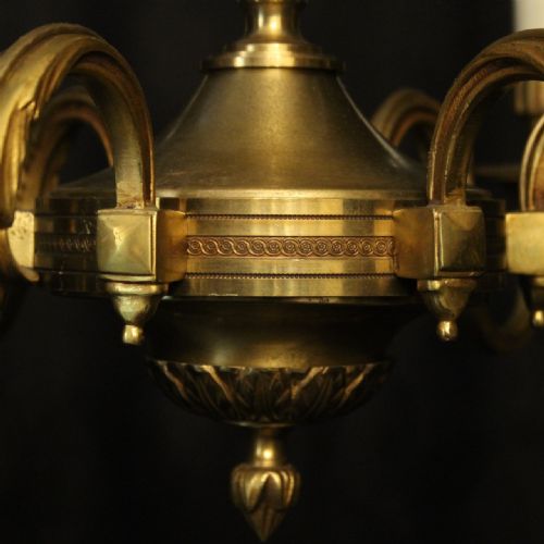 FRENCH GILDED BRONZE 6 LIGHT CHANDELIER - ADDITIONAL PHOTO 7