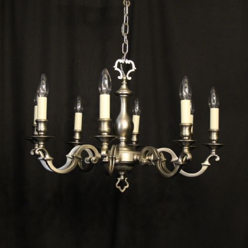 french silver plated 8 light chandelier - CATEGORY: ANTIQUE LIGHTING - DATED 1930