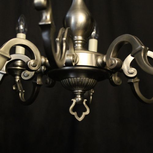 FRENCH SILVER PLATED 8 LIGHT CHANDELIER - ADDITIONAL PHOTO 1