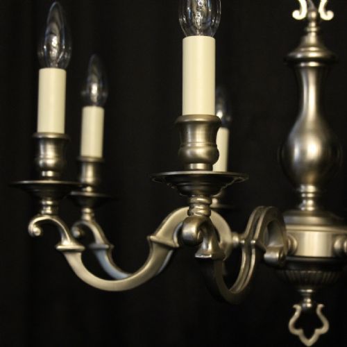 FRENCH SILVER PLATED 8 LIGHT CHANDELIER - ADDITIONAL PHOTO 4