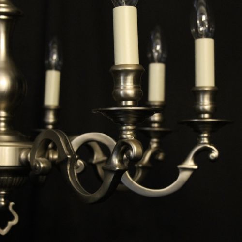 FRENCH SILVER PLATED 8 LIGHT CHANDELIER - ADDITIONAL PHOTO 5