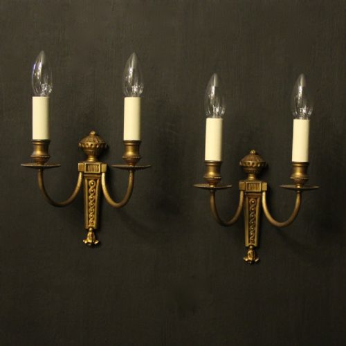 french gilded twin arm antique wall lights - CATEGORY: ANTIQUE LIGHTING - DATED 1920