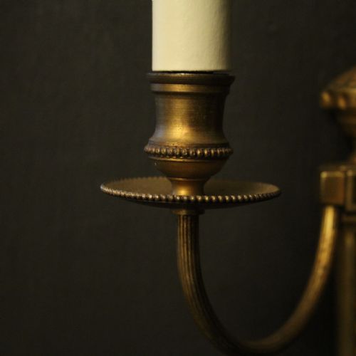 FRENCH GILDED TWIN ARM ANTIQUE WALL LIGHTS - ADDITIONAL PHOTO 3