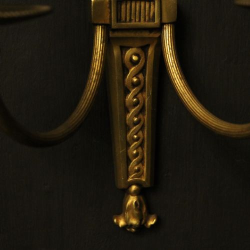FRENCH GILDED TWIN ARM ANTIQUE WALL LIGHTS - ADDITIONAL PHOTO 4
