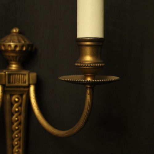 FRENCH GILDED TWIN ARM ANTIQUE WALL LIGHTS - ADDITIONAL PHOTO 5