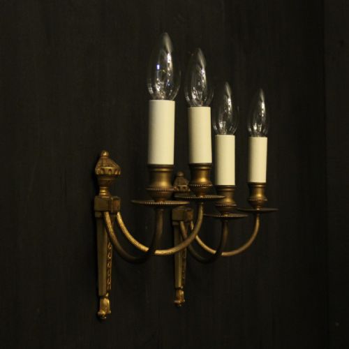 FRENCH GILDED TWIN ARM ANTIQUE WALL LIGHTS - ADDITIONAL PHOTO 9