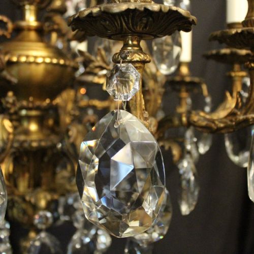 FRENCH 19TH C GILDED BRONZE CHERUB ANTIQUE CHANDELIER - ADDITIONAL PHOTO 7