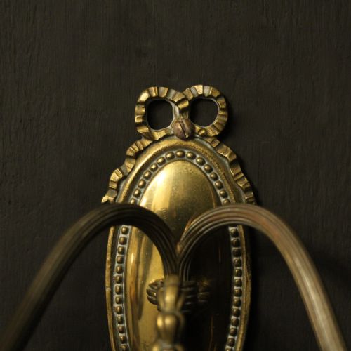 FRENCH BRASS TWIN ARM ANTIQUE WALL LIGHTS - ADDITIONAL PHOTO 3