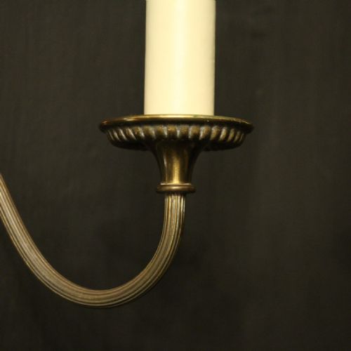 FRENCH BRASS TWIN ARM ANTIQUE WALL LIGHTS - ADDITIONAL PHOTO 4