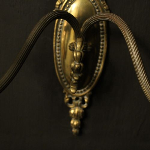 FRENCH BRASS TWIN ARM ANTIQUE WALL LIGHTS - ADDITIONAL PHOTO 7