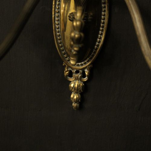 FRENCH BRASS TWIN ARM ANTIQUE WALL LIGHTS - ADDITIONAL PHOTO 8