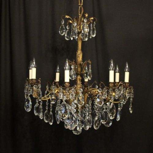 italian 8 light gilded bronze antique chandelier - CATEGORY: ANTIQUE LIGHTING - DATED 1910