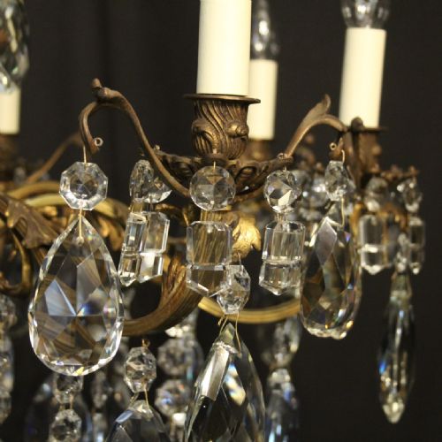 ITALIAN 8 LIGHT GILDED BRONZE ANTIQUE CHANDELIER - ADDITIONAL PHOTO 2