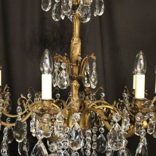 ITALIAN 8 LIGHT GILDED BRONZE ANTIQUE CHANDELIER - ADDITIONAL PHOTO 4