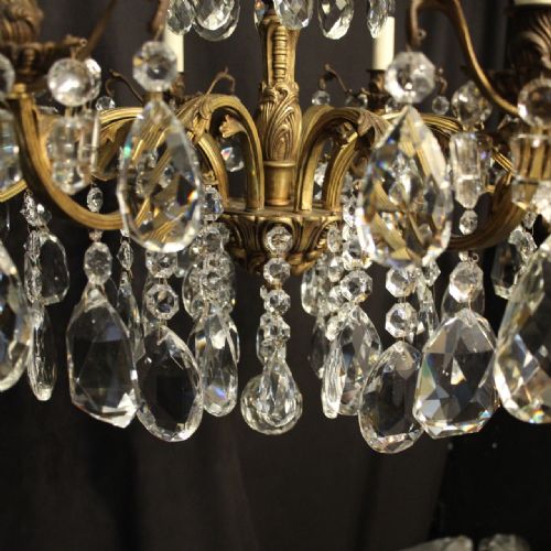 ITALIAN 8 LIGHT GILDED BRONZE ANTIQUE CHANDELIER - ADDITIONAL PHOTO 8
