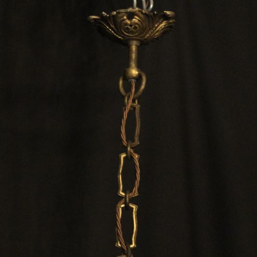 ITALIAN 8 LIGHT GILDED BRONZE ANTIQUE CHANDELIER - ADDITIONAL PHOTO 9
