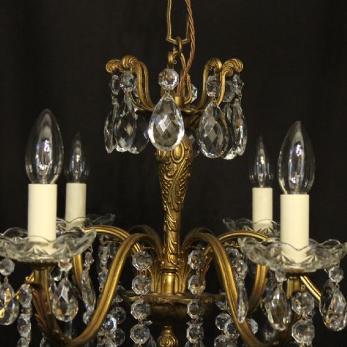 FRENCH PAIR OF GILDED 8 LIGHT ANTIQUE CHANDELIERS - ADDITIONAL PHOTO 7