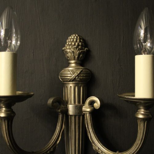 FRENCH SET OF 4 SILVER GILDED ANTIQUE WALL LIGHTS - ADDITIONAL PHOTO 2