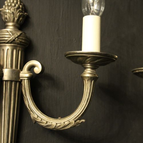 FRENCH SET OF 4 SILVER GILDED ANTIQUE WALL LIGHTS - ADDITIONAL PHOTO 3