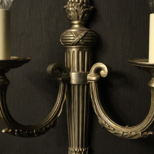 FRENCH SET OF 4 SILVER GILDED ANTIQUE WALL LIGHTS - ADDITIONAL PHOTO 5