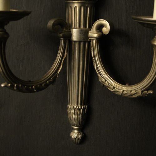 FRENCH SET OF 4 SILVER GILDED ANTIQUE WALL LIGHTS - ADDITIONAL PHOTO 6