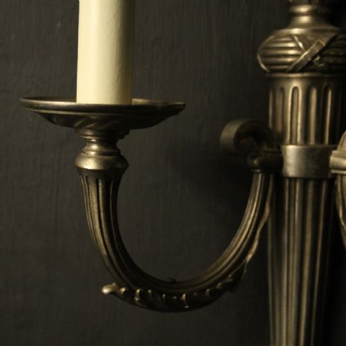 FRENCH SET OF 4 SILVER GILDED ANTIQUE WALL LIGHTS - ADDITIONAL PHOTO 8