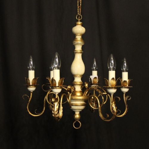 florentine 6 light polychrome chandelier - CATEGORY: ANTIQUE LIGHTING - DATED 1930