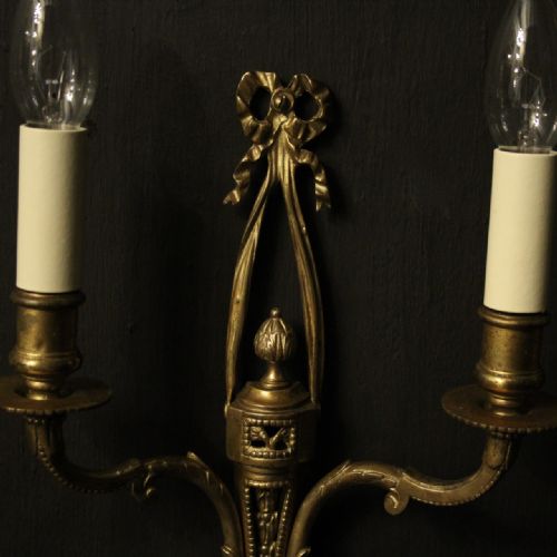 FRENCH SET OF 4 GILDED TWIN ARM ANTIQUE WALL LIGHTS - ADDITIONAL PHOTO 2