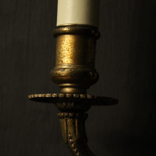FRENCH SET OF 4 GILDED TWIN ARM ANTIQUE WALL LIGHTS - ADDITIONAL PHOTO 6