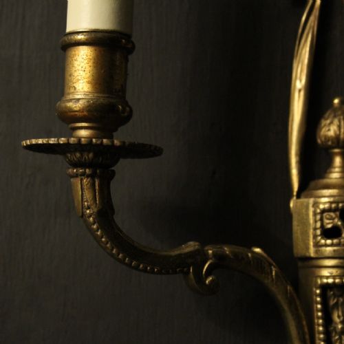 FRENCH SET OF 4 GILDED TWIN ARM ANTIQUE WALL LIGHTS - ADDITIONAL PHOTO 7
