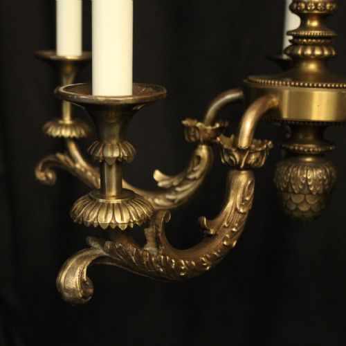 FRENCH BRONZE 5 LIGHT ANTIQUE CHANDELIER - ADDITIONAL PHOTO 2