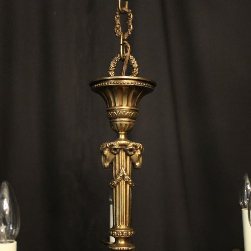 FRENCH BRONZE 5 LIGHT ANTIQUE CHANDELIER - ADDITIONAL PHOTO 7