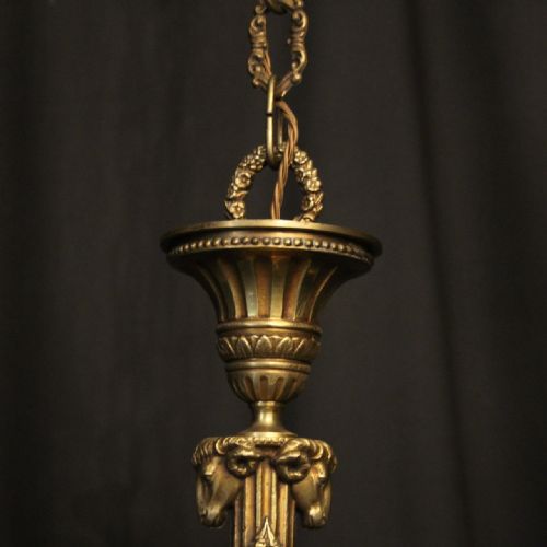 FRENCH BRONZE 5 LIGHT ANTIQUE CHANDELIER - ADDITIONAL PHOTO 8