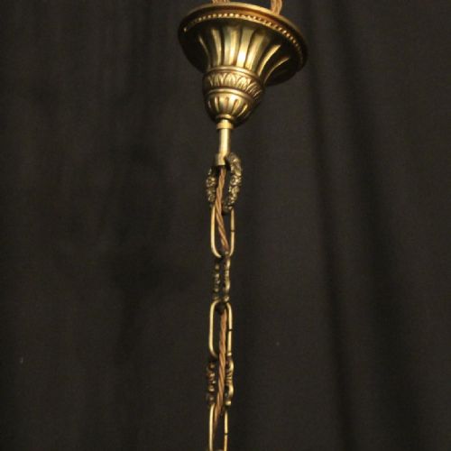 FRENCH BRONZE 5 LIGHT ANTIQUE CHANDELIER - ADDITIONAL PHOTO 9