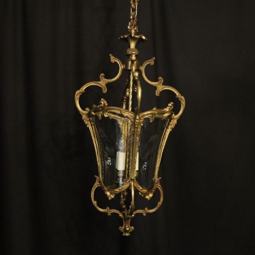 italian large gilded bronze four light lantern - CATEGORY: ANTIQUE LIGHTING - DATED 1930