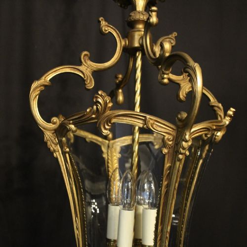 ITALIAN LARGE GILDED BRONZE FOUR LIGHT LANTERN - ADDITIONAL PHOTO 3