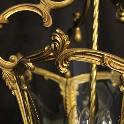 ITALIAN LARGE GILDED BRONZE FOUR LIGHT LANTERN - ADDITIONAL PHOTO 4