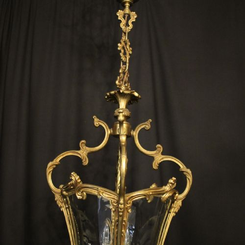 ITALIAN LARGE GILDED BRONZE FOUR LIGHT LANTERN - ADDITIONAL PHOTO 5