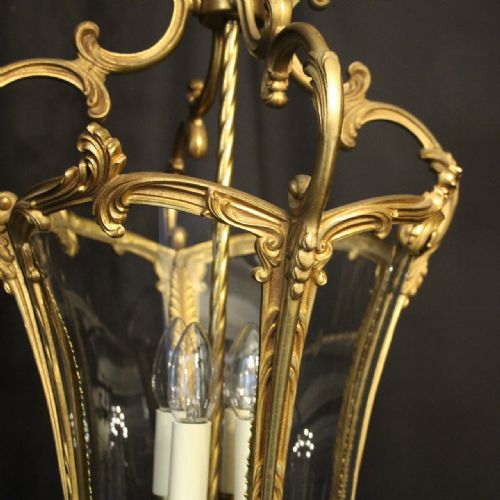 ITALIAN LARGE GILDED BRONZE FOUR LIGHT LANTERN - ADDITIONAL PHOTO 6