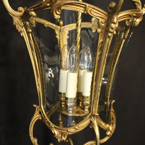 ITALIAN LARGE GILDED BRONZE FOUR LIGHT LANTERN - ADDITIONAL PHOTO 7