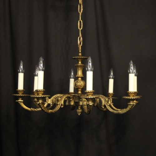 french gilded brass 8 light chandelier - CATEGORY: ANTIQUE JEWELLERY - DATED 1930
