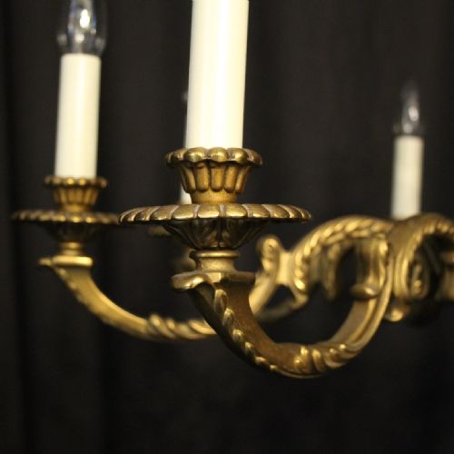 FRENCH GILDED BRASS 8 LIGHT CHANDELIER - ADDITIONAL PHOTO 1