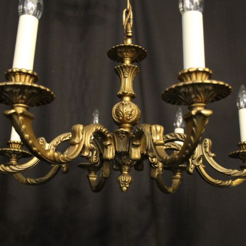 FRENCH GILDED BRASS 8 LIGHT CHANDELIER - ADDITIONAL PHOTO 2