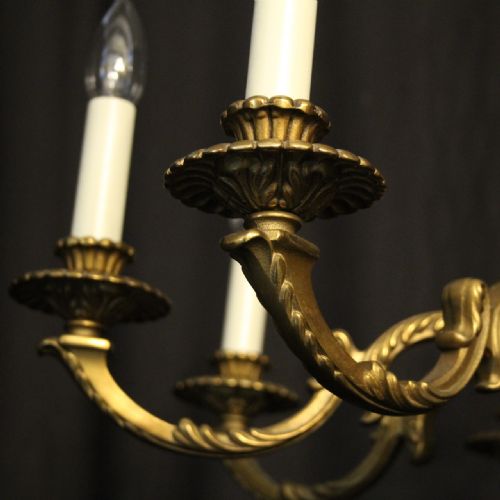 FRENCH GILDED BRASS 8 LIGHT CHANDELIER - ADDITIONAL PHOTO 3