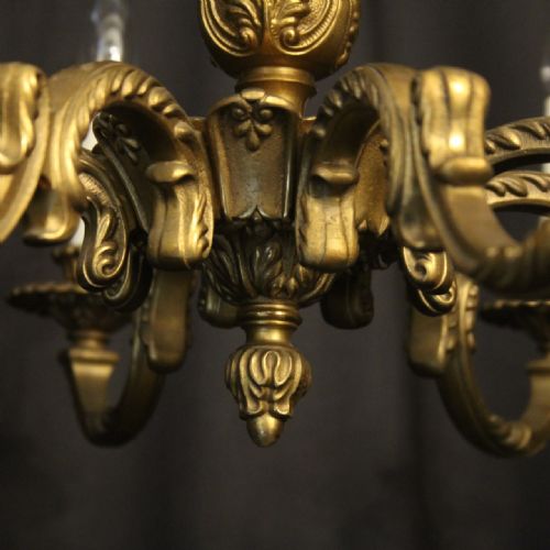 FRENCH GILDED BRASS 8 LIGHT CHANDELIER - ADDITIONAL PHOTO 5