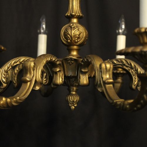 FRENCH GILDED BRASS 8 LIGHT CHANDELIER - ADDITIONAL PHOTO 6