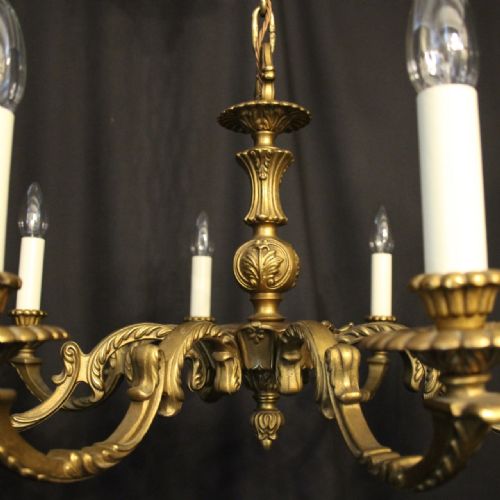 FRENCH GILDED BRASS 8 LIGHT CHANDELIER - ADDITIONAL PHOTO 7